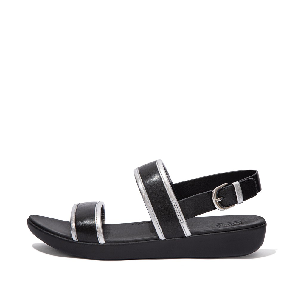 Fitflop Womens Sandals Black - Barra Metallic Back-strap - 95NQHMTZO